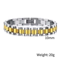 Two-tone silver and gold stainless steel watch strap bracelet, 10mm width and 20g weight - 10mm: 18cm / Gold & Silver