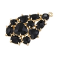 Detail of leaf-shaped gold pendant featuring faceted black glass stones and grape motif - Type H-Black