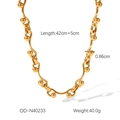 Detailed view of 18K gold plated stainless steel wave chain with 42cm length and 40g weight - Wave Link Style (OD-N40233)