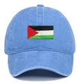 Detailed embroidery of the flag on a sky blue washed cotton vintage baseball cap - Adjustable / Light Blue