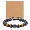 Detail of 10mm tiger eye and lava stone bracelet on a To My Man greeting card - To My Man