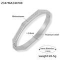 Bracciale ottagonale argento in acciaio al titanio con file di strass e diametro di 6cm - Argento