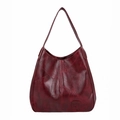 Sac à main vintage bordeaux grande capacité en similicuir texturé avec bandoulière - Bordeaux