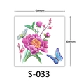 3D colorful flower tattoo sticker S-033 featuring pink peony and butterflies 60x60mm - Pink Peony Butterfly Combination Style (S-033)
