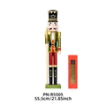 55cm wooden nutcracker soldier in green uniform with gold crown and window box - Soldier Style (R5505)
