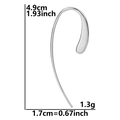 Dimensioni dettagliate per orecchini a filo in acciaio argento con lunghezza di 4.9cm - Stile Goccia d'Acqua Aerodinamico (D90-S) / Argento