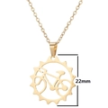 Golden vintage sunflower gear necklace featuring hollow bicycle design, 22mm diameter - Bicycle Gear Style (795 Gold)