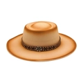 Flat top wide brim wool felt jazz hat with caramel gradient and leather rivet band - One Size(56-58cm) / Beige (Metal Gear)