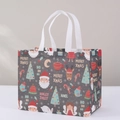 Christmas non-woven gift bag in dark grey with festive Santa and reindeer prints - Christmas Style 30