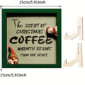 Wooden Christmas coffee sign with 3D snowman and dwarf figures, 15x15cm festive table decor - Style A / Christmas Green