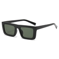 Rectangle chunky black frame sunglasses with dark lenses for street style and UV protection - Black Frame Green Lens