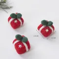 Set of 3 handmade red wool felt Christmas gift box ornaments for festive tree decoration - Wool Felt (Red 3D Gift Box)