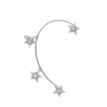 Silver star-shaped ear cuff featuring sparkling crystals and white pearl accents - Silver J Style Right