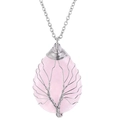 Ciondolo albero della vita in cristallo rosa a goccia con filo d'argento - Rosa (NSN00408 Quarzo Rosa)