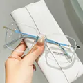 Blue transparent square frame glasses with anti-blue light lenses and UV400 protection - Transparent Blue Frame 2055 / Anti-blue Light - 400-degree Myopia Glasses