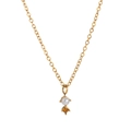 Gold titanium steel necklace with white pearl and amber birthstone charm pendant - November Necklace