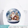 Sticker WC de Noël amovible avec Père Noël et renne, motif boule de neige, 27x27,5cm - Style Boule de Cristal 01