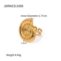 Goldener Titanstahl-Schneckenring mit Spiralstruktur und Produktabmessungen - Goldener Strukturierter Muschelring (JDRW2311008)