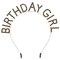 Detail of golden Birthday Girl headband featuring black rhinestones on a metal frame - Headband Only / Gold Black Rhinestone