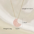 Collana dorata con ciondolo a mezzaluna in pietra naturale rosa e misure incluse - Quarzo rosa