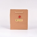 Brown kraft paper gift bag with rope handles and red paper rose for jewelry packaging - Bag 13x15x7cm