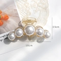 Grande pince à cheveux ambrée avec perles dégradées longueur 10cm pour coiffure élégante - Fausse Perle/Acrylique / Style Grande Perle (env. 10cm)
