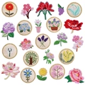 21pcs colorful floral embroidery patches featuring rose and landscape badge designs - Set of 23 (Full Collection)