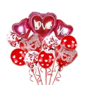 Red heart balloons set with I Love You print and confetti balloons for party decor - Rose Red Love Style