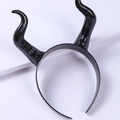 Black Maleficent horn headband with textured spiral details for Halloween cosplay costumes - Black