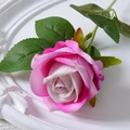 Artificial velvet rose in pink and white gradient on a white embossed decorative plate - 7cm / Deep Pink (Velvet)