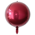 Metallic deep red 4D round aluminum foil balloon with a high-gloss mirror finish - 32 inch / Garnet Red