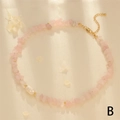 Detail of natural pink crystal gravel necklace with a baroque pearl and gold lobster clasp - Rose Quartz Color