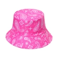 Dettaglio del cappello da pescatore paisley rosa con cuciture rinforzate sulla tesa - Rosso rosa