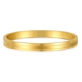 Gold stainless steel True Love bangle with sparkling zircon and brushed metal finish - Gold Engraved Single Zircon