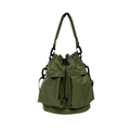 Bolso saco de nailon verde oliva con cordón ajustable y correa ancha de hombro suave - Talla única / Verde Militar