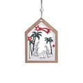Decorazione natalizia in legno a forma di casa con presepe e stella rossa - Forma di Casa/Natività