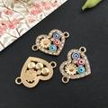 Goldene Herzanhänger mit Evil-Eye-Design und Strasssteinen für DIY-Schmuckherstellung - KC Gold Böser Blick 23x16mm