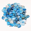 Pendenti a cuore in agata a strisce blu e bianche con gancio in argento lucido - Agata blu