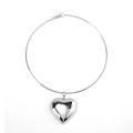 Girocollo minimalista in acciaio inossidabile argento con grande ciondolo cuore - Stile Cuore Argento (NA868)