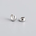 Macro view of polished S925 sterling silver hoop earrings with clear material hallmark - Inner Diameter 6mm / White Gold