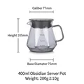 Carafe à café géométrique gris foncé 400ml en verre avec graduations et couvercle - Pot de Partage Diamant Obsidienne 400ml