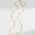Collier chaîne à maillons fins en acier inoxydable plaqué or 18K avec fermoir mousqueton - Chaîne à lèvres / Doré
