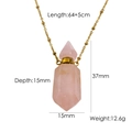 Hexagonal rose quartz perfume bottle necklace in 14K gold plated stainless steel - Rose Quartz