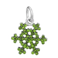 Detailed snowflake pendant with sparkling green crystals and a silver finish - Green Snowflake Pendant (#28)