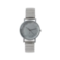Montre à quartz argentée pour femme avec bracelet extensible et verre facetté - Gris