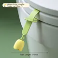 Green tulip silicone toilet lid lifter with adjustable strap and floral handle - Strap Handle Lifter / Tulip Lifter - Green (Long)