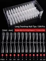 Long water drop matte false nail tips size guide with sizing dimensions and 504 pieces - Long Water Drop / 5 Sizes Set 504 Pieces
