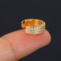 Macro view of a gold-plated ear cuff with sparkling rows of cubic zirconia stones - 6# (Yellow Gold)