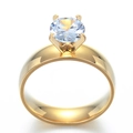Polished 6mm gold-toned stainless steel ring with a classic solitaire cubic zirconia inlay - US 5 / 6mm with Zirconia / Gold