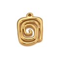 Pendentif carré en spirale dorée en acier inoxydable avec finition brillante sur blanc - Doré